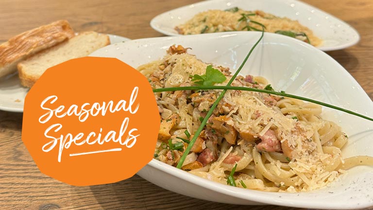 Seasonal specials in pasta restaurant Vapiano.